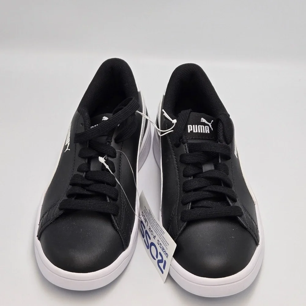 PUMA Smash V2 Black/white Leather Sneakers Kids 4C Tennis‎ Shoes Casual